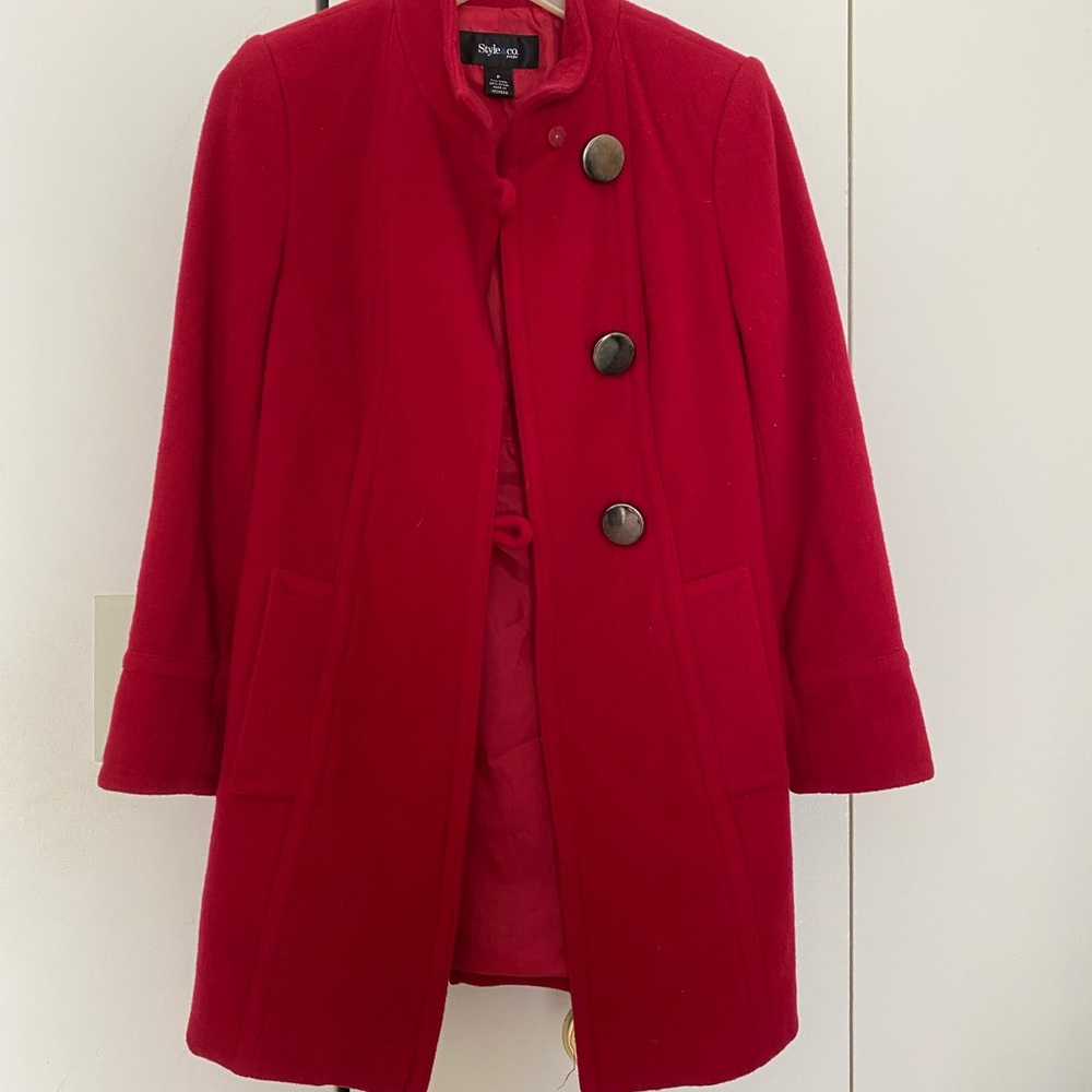 Red coat Style & Co. Petite size.